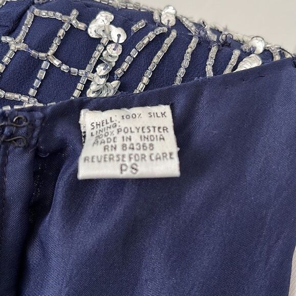 Laurence Kazar Exceptional Vintage Silk Hand Beaded Dress Bridal Formal - Picture 12 of 15